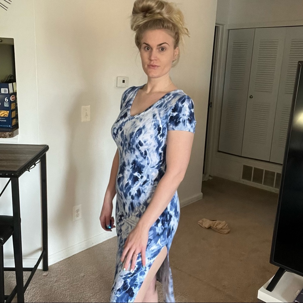 Medium Lulus cotton blue tie-dye dress